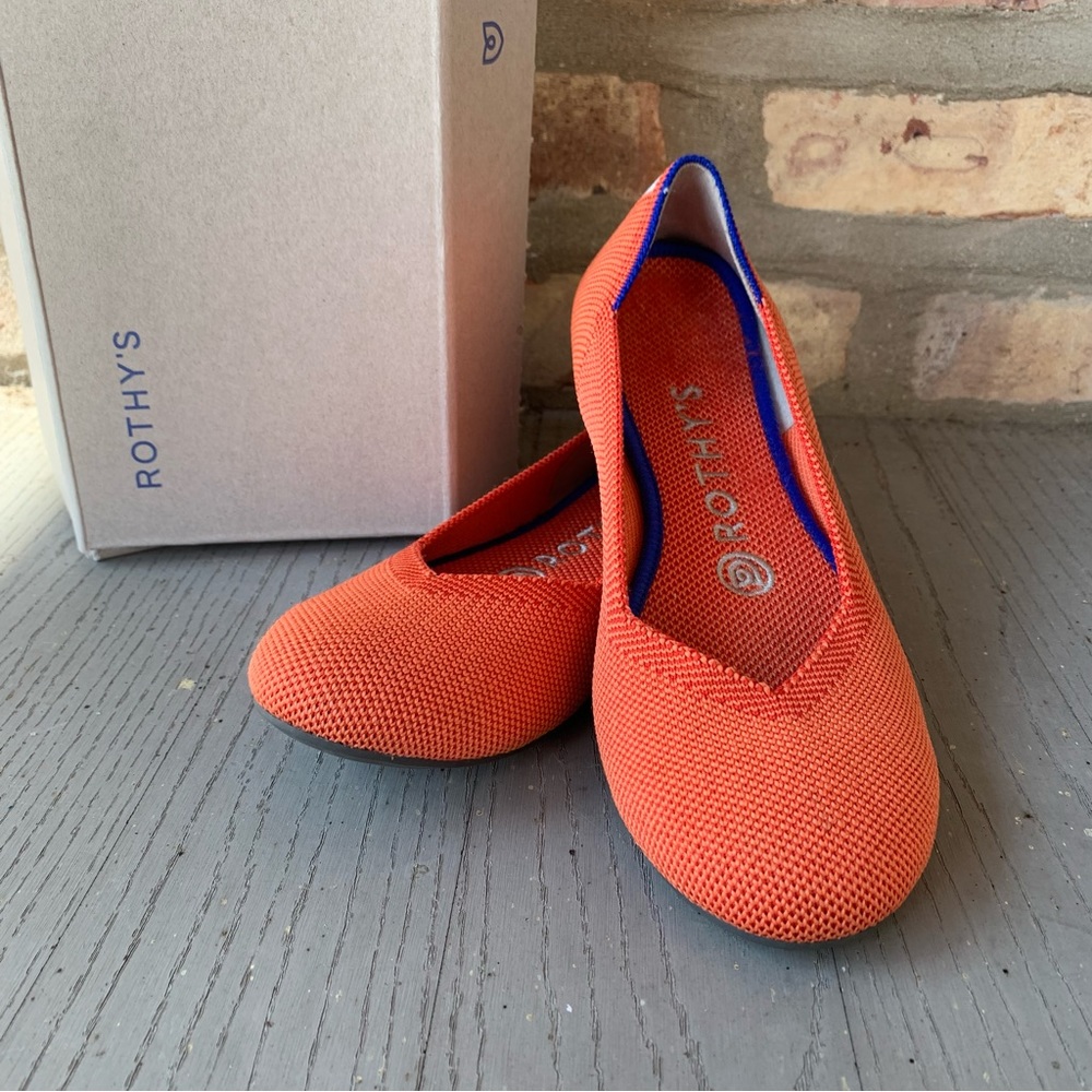 Rothy’s persimmon heel stripe flats 6